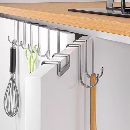 Over Cabinet Door Hook Stainless Steel Door Hanger for Closet Kitchen Cabinet Wardrobe Dorm Bathroom