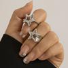 Hollow Stars Metal Ring Sets Trendy Adjustable Women Couple Gifts Opening Rings Punk Fashion Engagement Hip Hop Party Jewelry