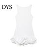 Necklaces Pairing Dress Women Sexy Mini Solid Color Slim Fit Female Sleeveless Pleated O-neck Backless Holiday Party Short Fashionable Hem