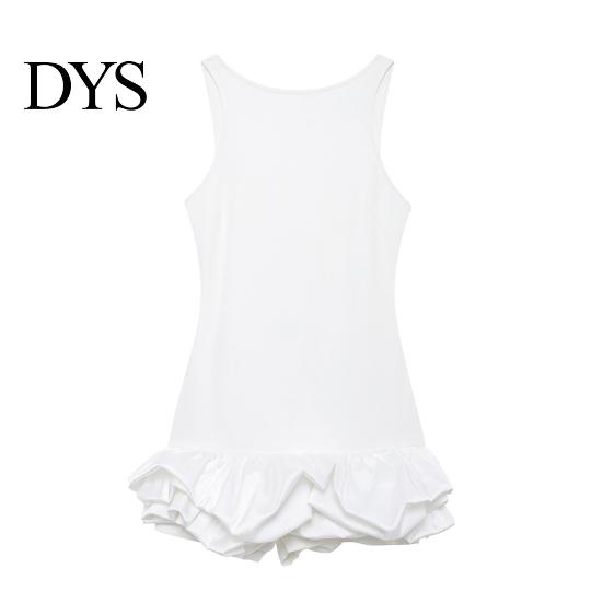 Necklaces Pairing Dress Women Sexy Mini Solid Color Slim Fit Female Sleeveless Pleated O-neck Backless Holiday Party Short Fashionable Hem