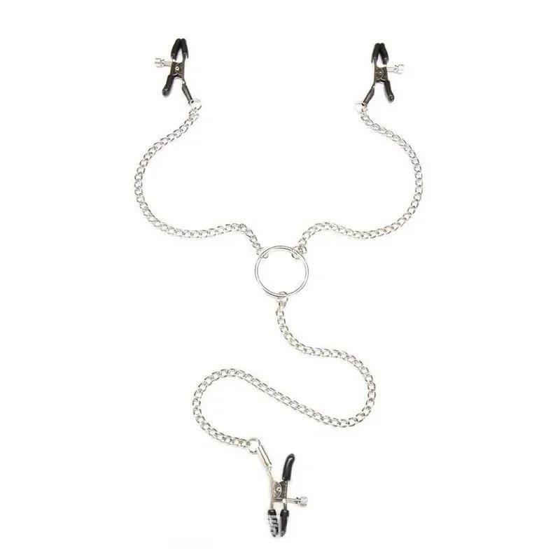 Stainless Steel Metal Chain Nipple Milk Clips Breast Clip Sex Nipple Clamps Sex Toys Butterfly Style For Couples