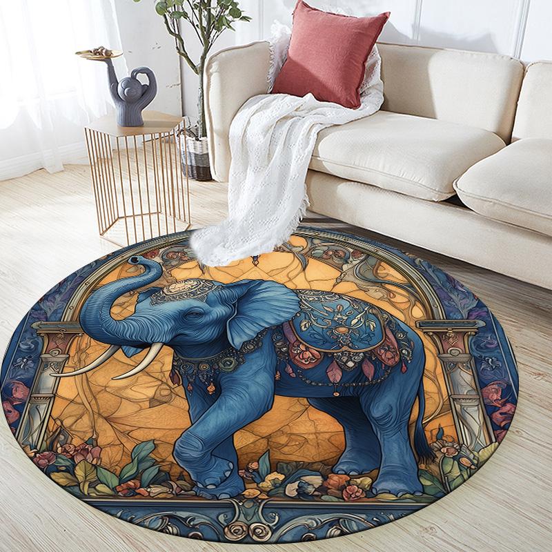 

Elephant,Round Area Rug,Carpet Rug for Living Room Bedroom Sofa Playroom Decor,Non-slip Floor Mat 80cmx80cm