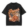 Men T Shirt Team Punch Monkey Washed T Shirts Hipster  Summer Tees Y2k Retro Pattern Cotton Tops Gift Idea