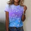 Women Clothing Harajuku Leisure Loose Breathable Short Sleeve Summer Personality Gradient Water Drops 3d Print