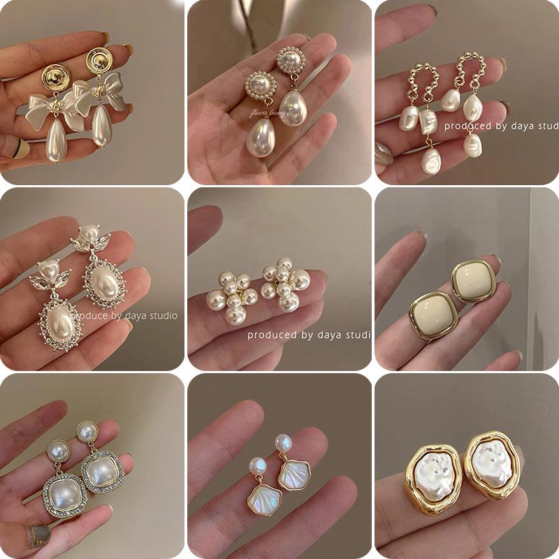 2025 Nye High-End Retro Perle Øreklips: Ørepinner uten hull for kvinner - Fransk nisjestil