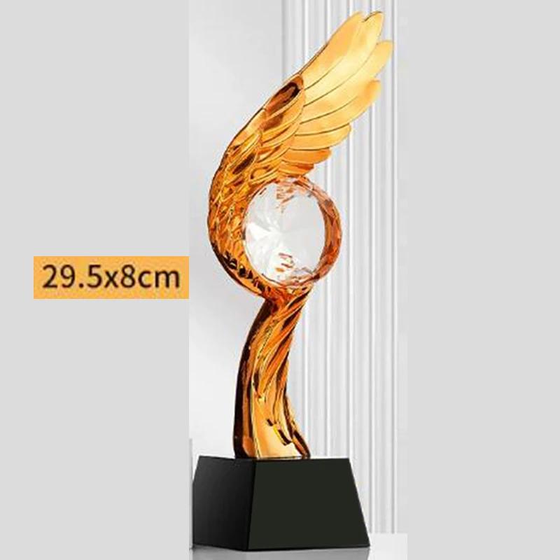 

Customization Creative Wings Gold Wheat Ear Of Wheat 5 Star Resin Medal, Excellent Employee Honor, Home Decor Crystal Trophy 1Pc 1Pc
