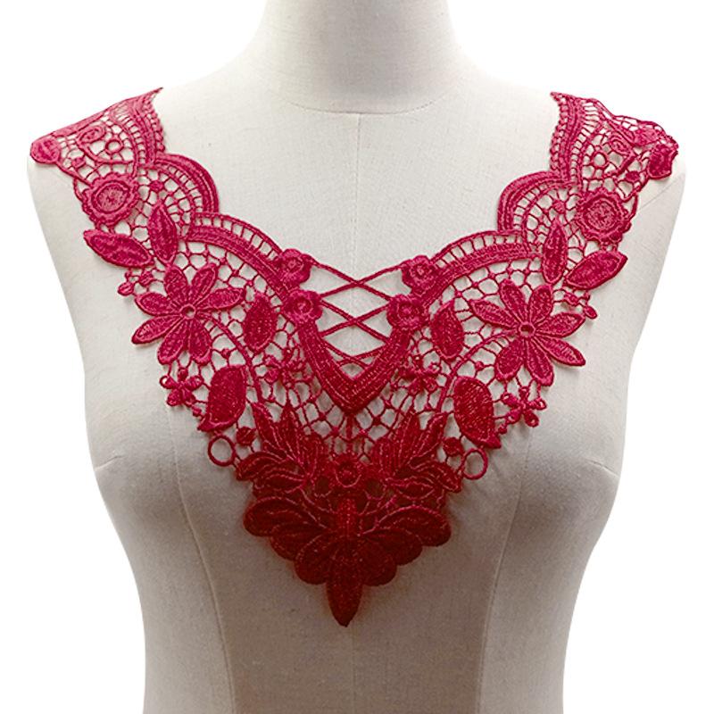 Koronka rozpuszczalna w wodzie, haftowana broszka, trójwymiarowy haftowany kołnierzyk jedwab poliestrowy, pusty sztuczny kołnierzyk Akcesoria koronkowe DIY