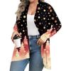 Women's Fall And Winter Fashion Casual Print Long Sleeve Mid-Length Cardigan Jacket