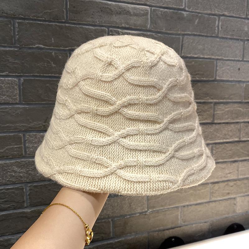Spring and Autumn New Bucket Hat Women's Fashion Retro Knitted Basin Hat Warm Bucket Hat