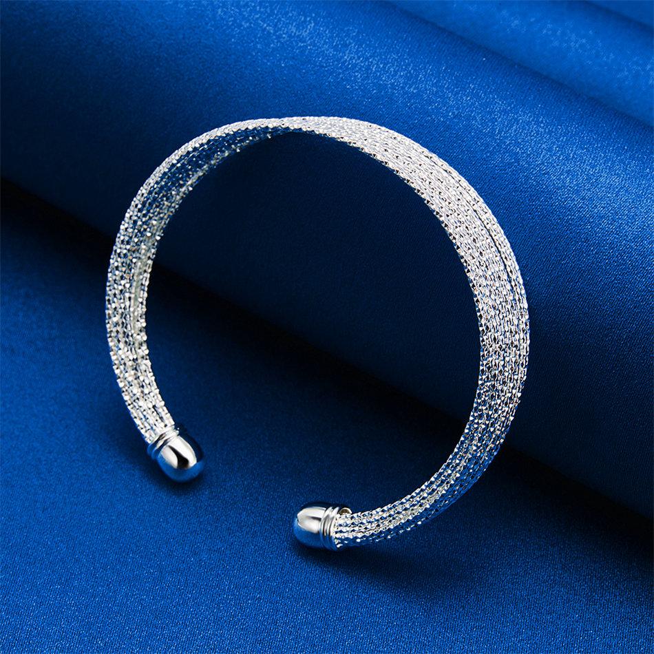 Luxurious 925 Sterling Silver Exquisite Multi-Layered Sparkling Open Bracelet Women Party Wedding Jewelry Accessories