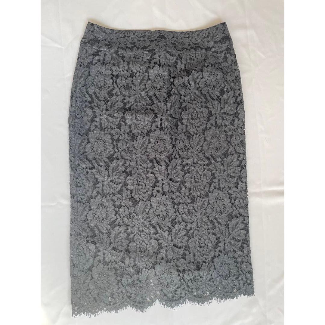 IENA Lace Tight Skirt Gray 40