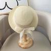 Summer Sun Hat Parent-Child Bucket Cap Women Baby Girls Simple Beige Lace Bowknot Ribbon Straw Hat Beach Outdoor Panama Bonnet