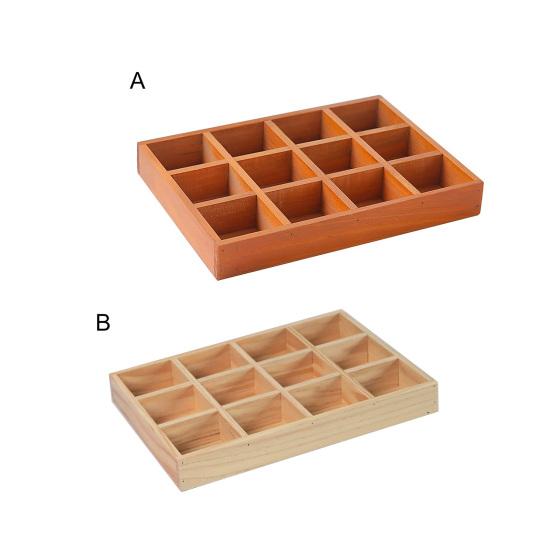 Úložný box s 12 mřížkami na dřevěné úložné potřeby Vintage velkokapacitní organizér pro prádelník