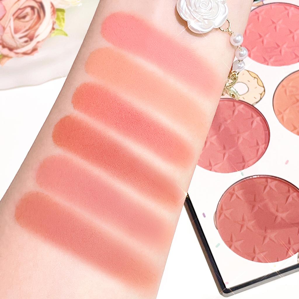 Six- Blush Plate Girl's Heart Waterproof Matte Pearl Multi- Nude Makeup Natural Grooming Students