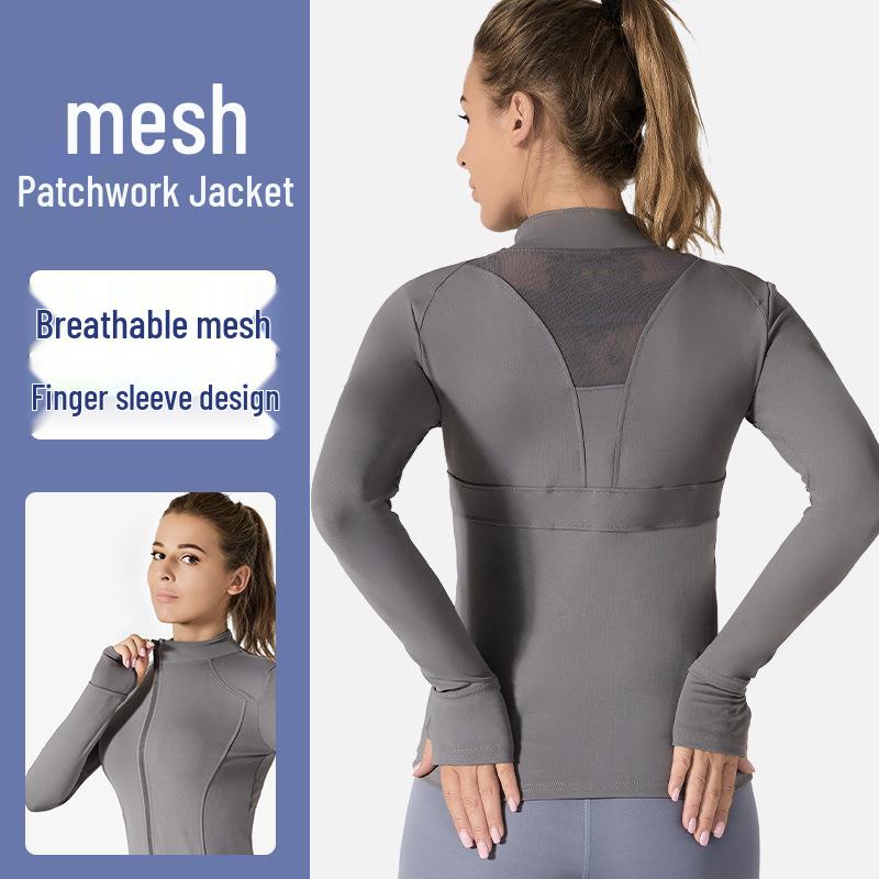 

Women s Quick-Dry Mesh Running Jacket - Long Sleeve Zip-Up Yoga Top XXL