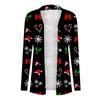 Women's Christmas Print Irregular Long Sleeve Cardigan With Pocket Jacket