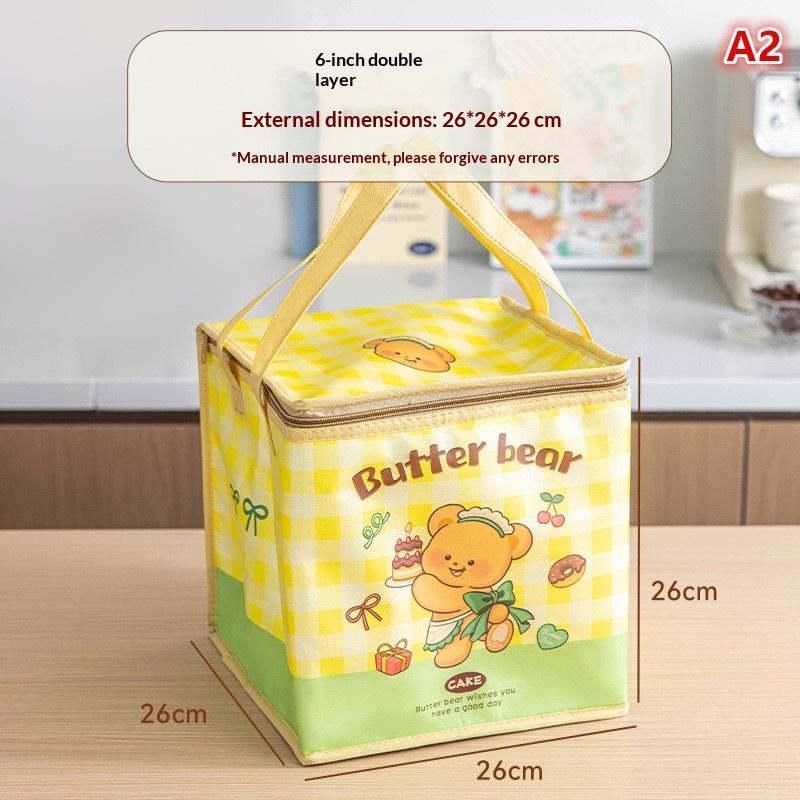 Butter Bear Non-Woven Tote Bags Portable Fabric Food Drinks Cake Packaging Keep Warm Cold Delivery Insulation Reusable Pouches
