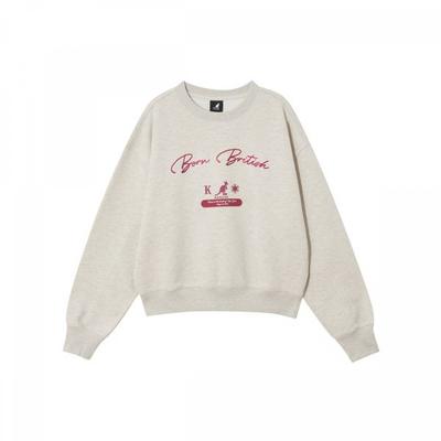 Women Running Writing Oversized Sweatshirt Oatmeal 1795