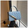 Ladies Diamond Grid Embroidery Thread Small Square Tote Bag, Women's Single Shoulder Crossbody Bag, Texture Popular Handbag