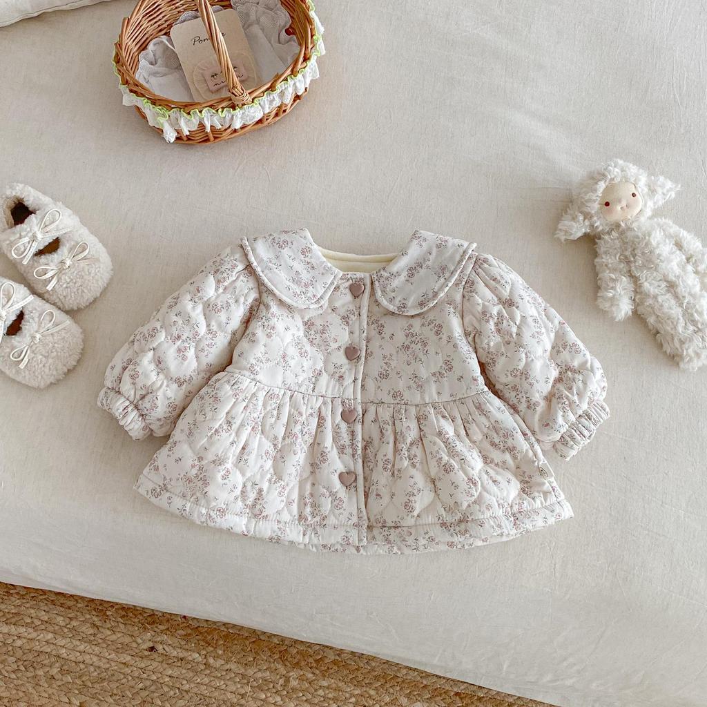 Mädchen Winter Blumen Baumwolljacke, Modischer und gefütterter Mantel für die Altersgruppen 0-5