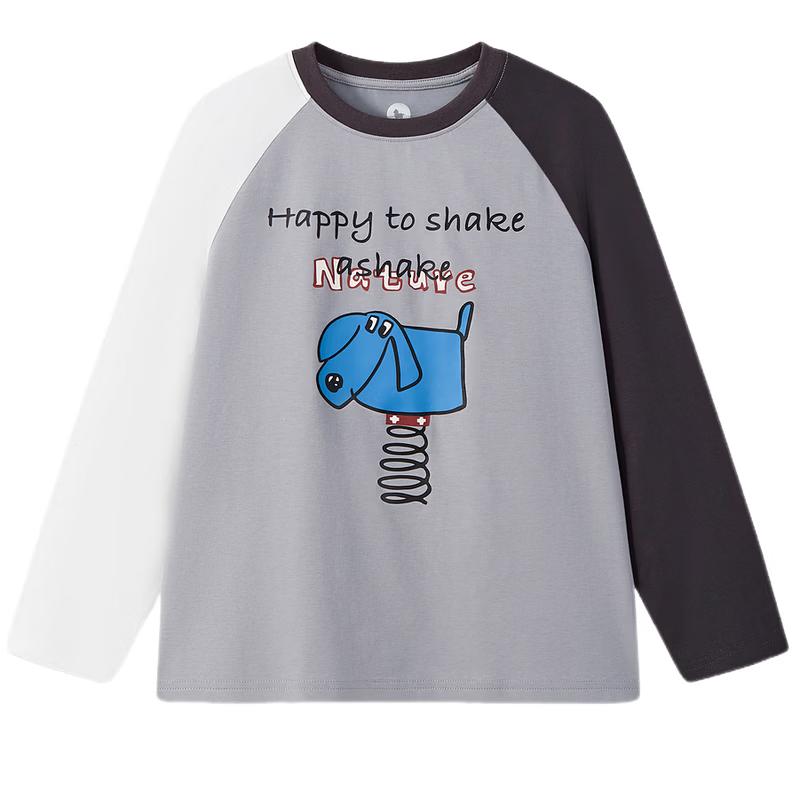 

MQD Boys School Style Color Block Asymmetric Cartoon Long Sleeve T-Shirt 170