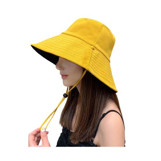 Bucket Hat 360 Degree UV Protection Adjustable Drawstring Fisherman Hat with Wide Brim Summer Travel Hat