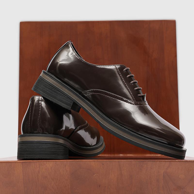 Fashion Classic Men's Leather Lace-Up Casual Shoe Elegant Solid Color Formal Office Business Shoe Comfortable And Anti-Slip Oxford Shoes