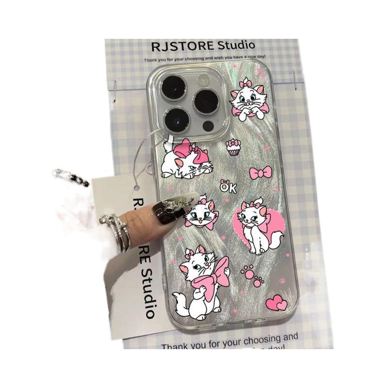 ins bow Mary cat iPhone11promax Apple 11 mobile phone case 11 large hole 11 feather yarn 11