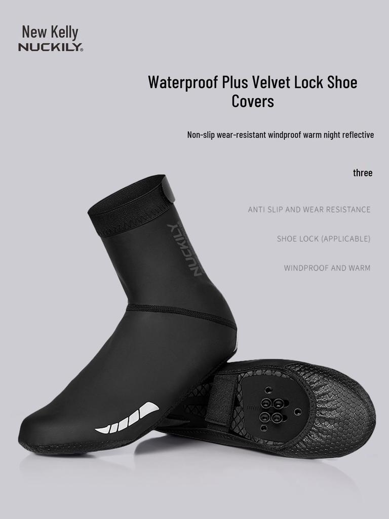 Men's Fleece-Lined Winter Cycling Shoe Covers - Warm, Windproof & Waterproof for Mountain and Road Biking