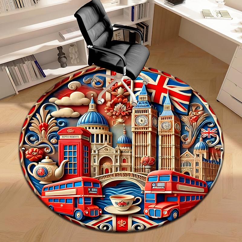 

1pc British flag art design Round carpet Painted Printed circular carpet, home door mat, outdoor travel protection carpet 80x80cm( 31x31in)