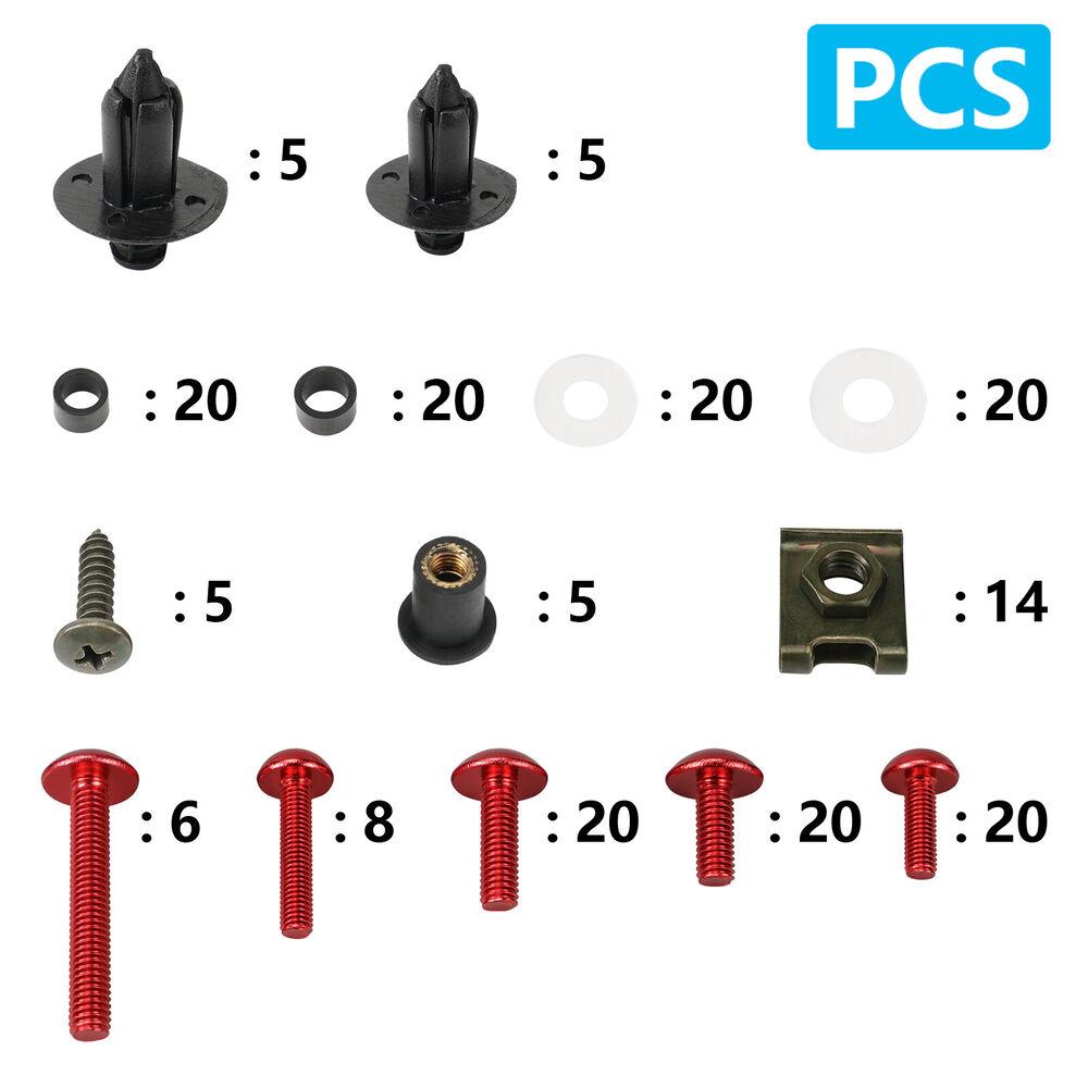 190PCS Motorcycle Windscreen Fairing Bolts Fastener Clip Screws Kit For SUZUKI GSXR 600 750 1000 K1 K2 K3 K4 K5 K6 K7 K8 K9 K10
