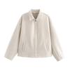 Autumn Fashionable Solid Color Wide Zipper Woolen Jacket For Women