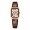 Gedi Women's Classic Roman Numeral Square Watch with Soft Genuine Leather Strap - Waterproof and Retro Style