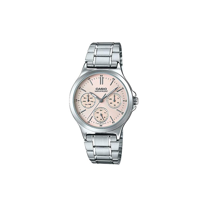Casio STANDARD Series Business Casual Fashion Classic Pointer Three-eye Six-pin Roman Scale Waterproof Quartz Movement Stainless Steel LTP-V300D-4A розовый