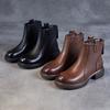 Autumn and Winter New British Martin Boots Women's Retro Leather Soft-soled Zipper Boots Chelsea Skinny Short Boots