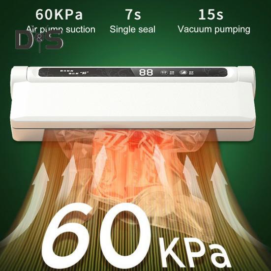 Vacuum Sealer Digital Display 60KPa Strong Suction Fully Automatic Dry Wet Dual Use Food Vacuum Sealer Machine with Vacuum Bags