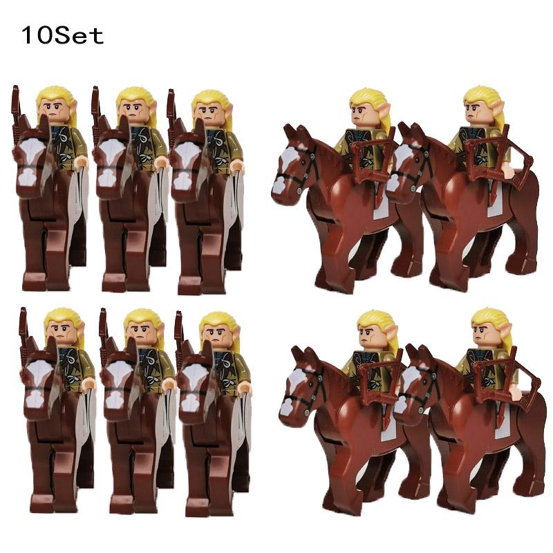 10 Sets Gondor Knight LOTR 9471 Fountain Guard & Castle Roman Solider Black Falcon With Horse Figure Building Block Kids TOYS