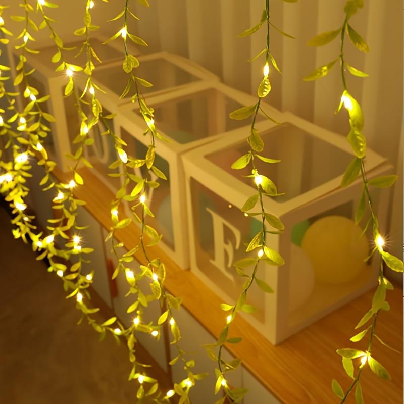 Artificial Willow Leaf LED String Lights, USB Powered Copper Wire Fairy Lights, Green Vine Garland for Indoor Outdoor Garden Patio Party Decoration