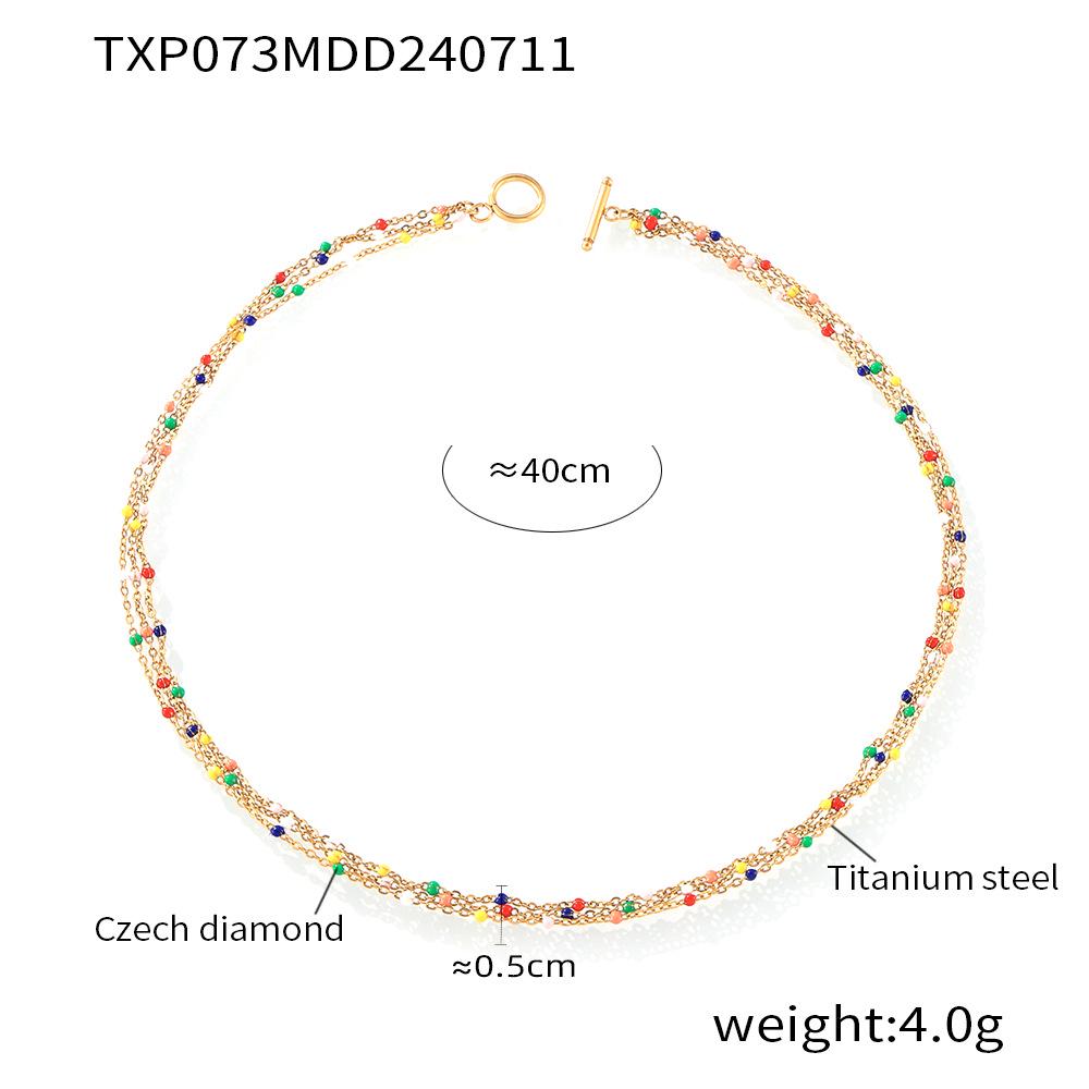 Bohemian Multi-Layer Glazed Beaded Titanium Steel Jewelry Set