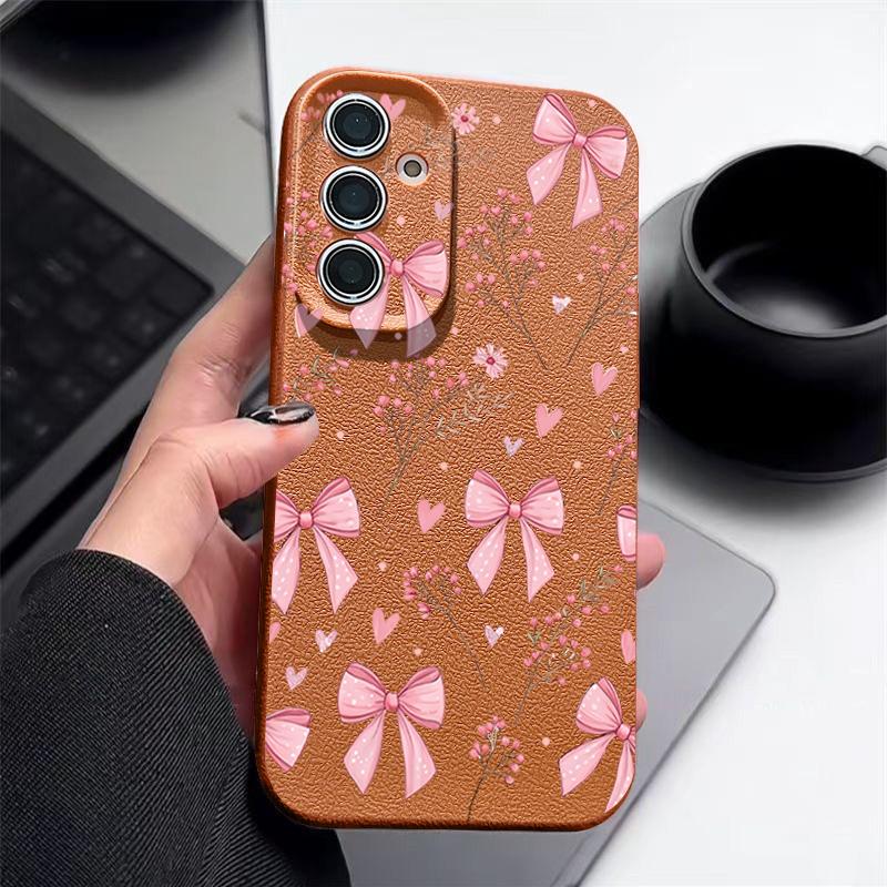 Pink Bowknots Floral Pattern Case For Samsung Galaxy S26 S25 S24 Ultra S23 S22 S21 FE A54 A15 A35 A55 A16 A26 A36 A56 A17 A37 A57 5G Funda
