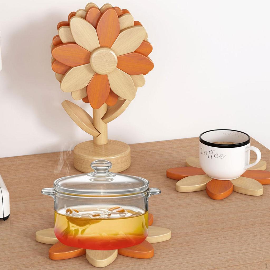 3 Pieces Wood Coaster Table Protection Creative Pot Holder Nonslip Mat Insulation