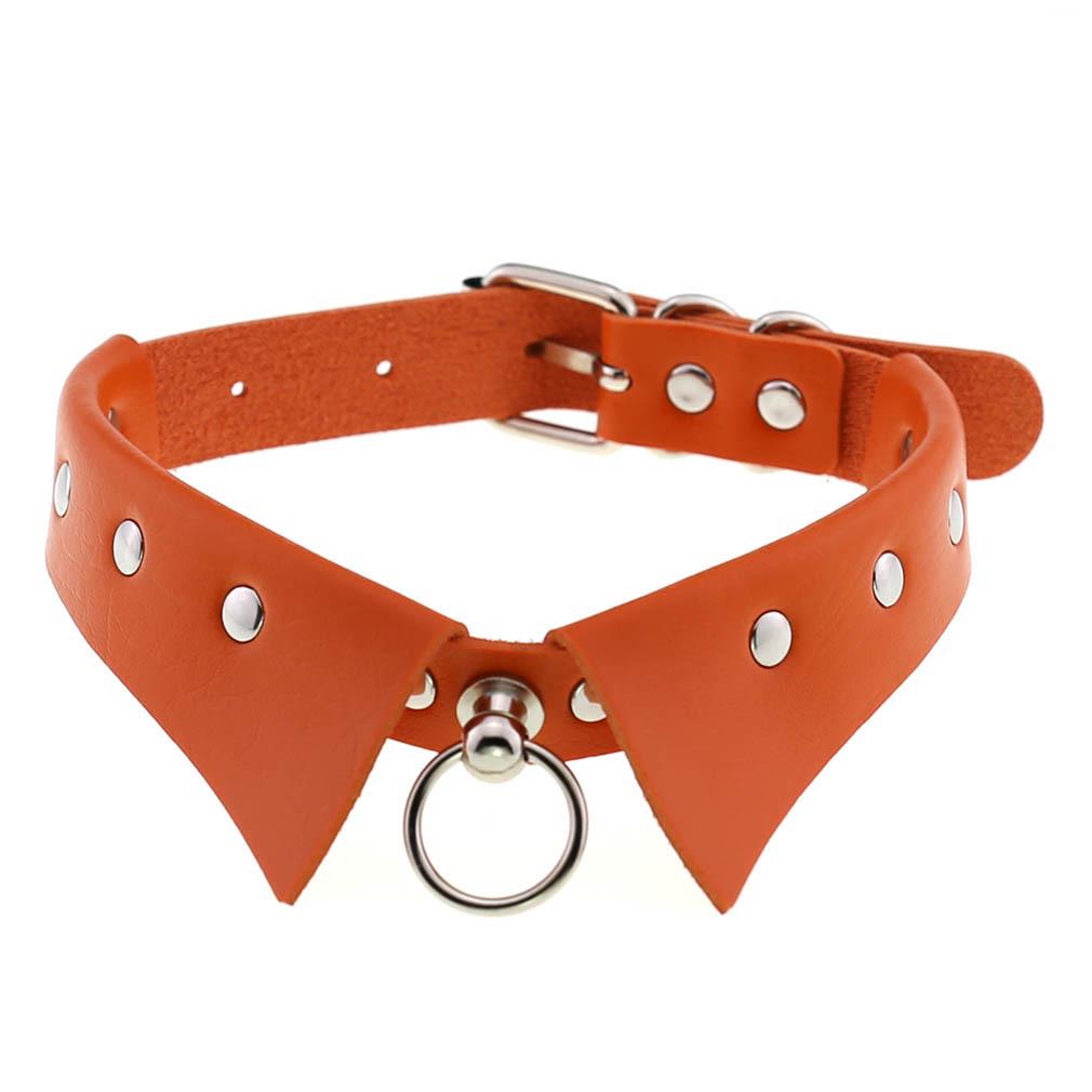 European & American Punk Gothic Leather Collar Necklace with Simple Fashion Ring