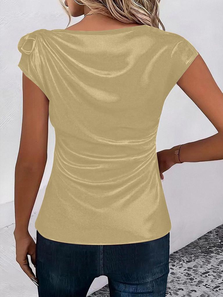 2026 European & American Women's Solid Color Satin One-Shoulder Sleeveless Commuting Top