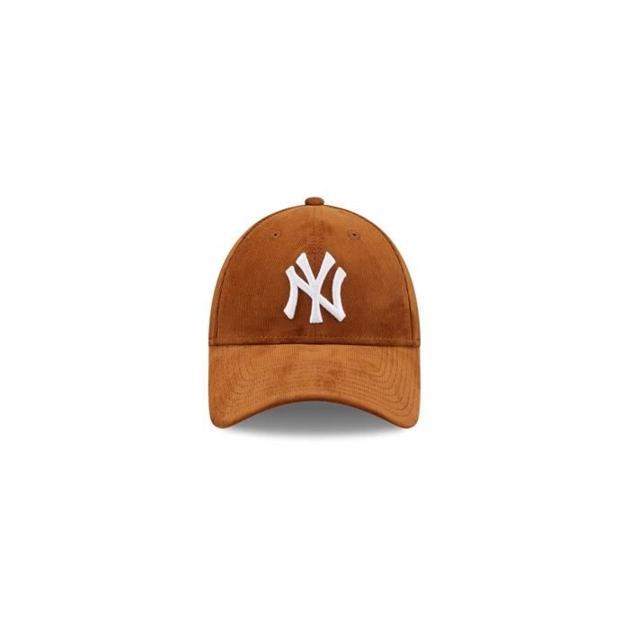 Casquette Femme New Era NY Yankees Corduroy 9Forty - Marron - Logo Brodé - Visière Incurvée