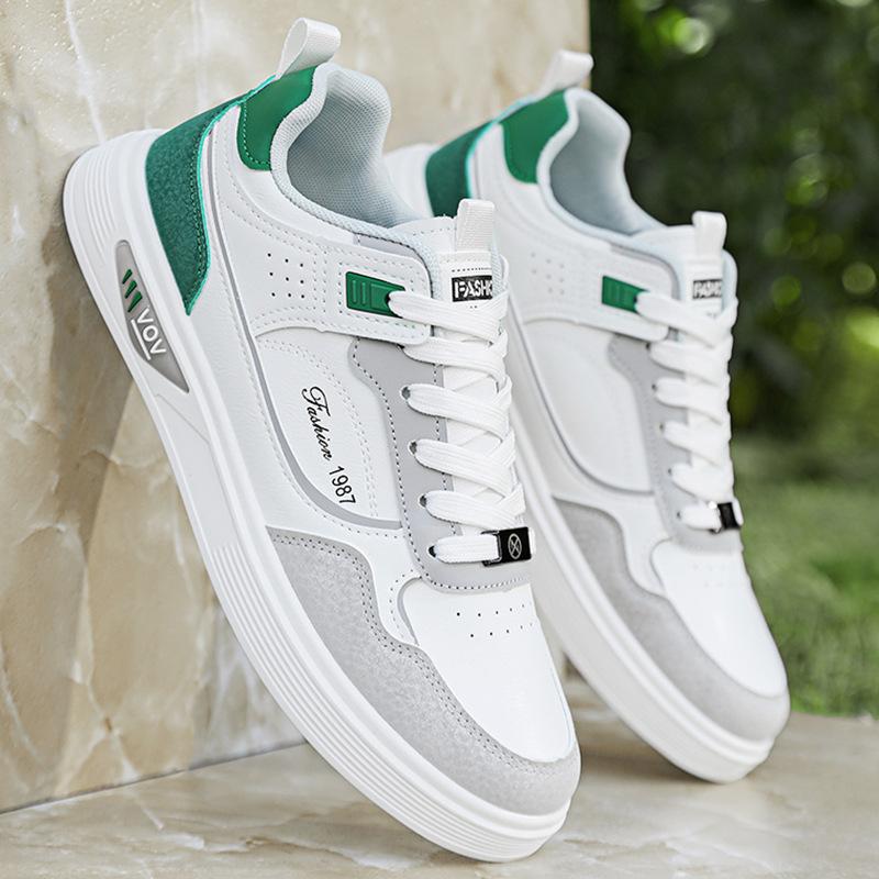 High-top men's shoes spring and autumn leather sneakers men's new casual little white shoes men's trend versatile board shoes