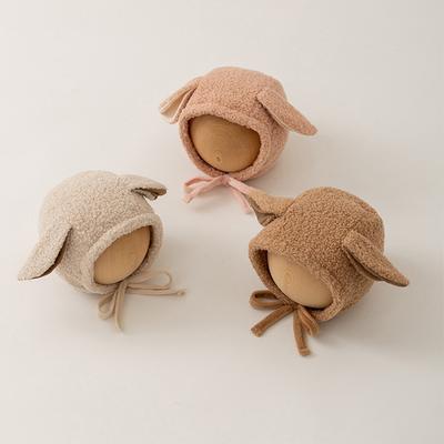 Cute Long Ear Baby Hat Lamb Fleece Newborn Boy Girl Winter Warm Earmuffs Beanie Solid Color Outdoor Anti-cold Infant Bonnet Cap