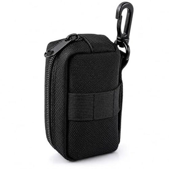 Greenlife golf ball case holds 2 balls stores 4 tees includes carabiner belt compatible lightweight pouch black.