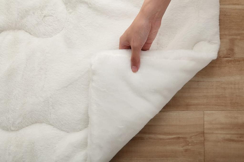 IKEHIKO Kotatsu Futon, Square, Lapierce, Snow White, Approx. 190 X 190cm, Solid Color, Soft, Fluffy, Feminine Design #6843209