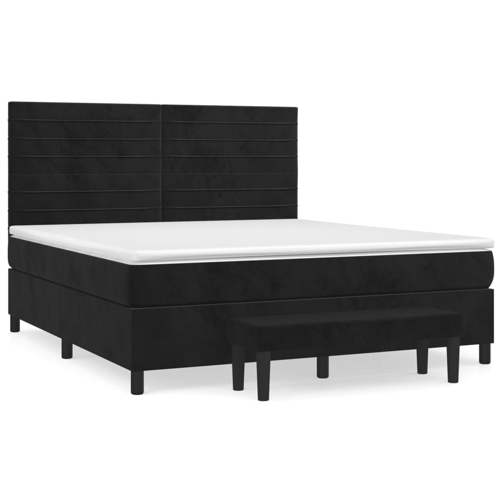 Box Spring Bed with Mattress Black 180x200 cm Velvet