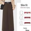 Premium Gray Woolen High-Waisted A-line Skirt for Women - Autumn Mid-Length, Hip-Hugging Fit